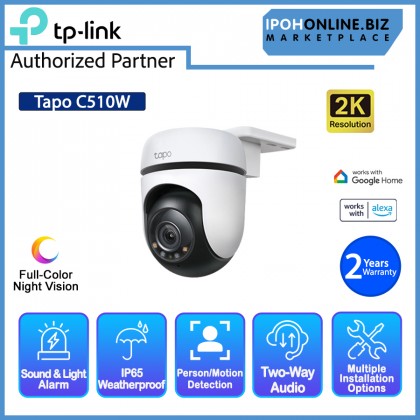 TP-Link Tapo C510W 2K 3MP Outdoor Full-Color Pan Tilt Security WiFi Weatherproof ONVIF CCTV Camera